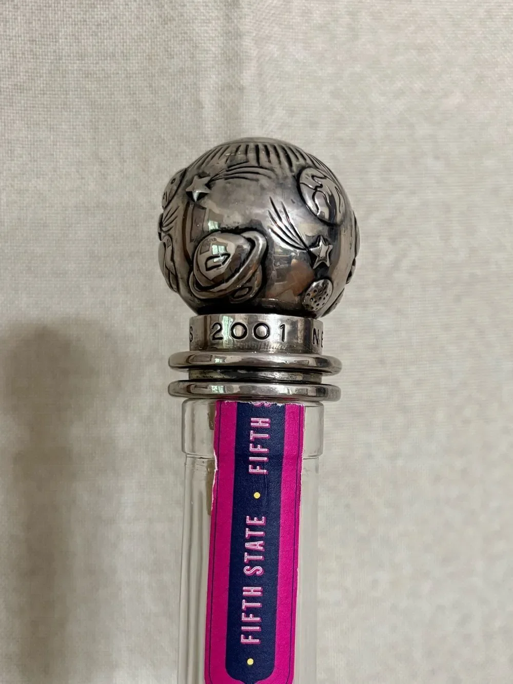 Vintage Neiman Marcus 2001 Out of This World Wine Bottle Stopper Silver Plate